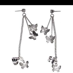 Silver Butterfly Dangle Earrings